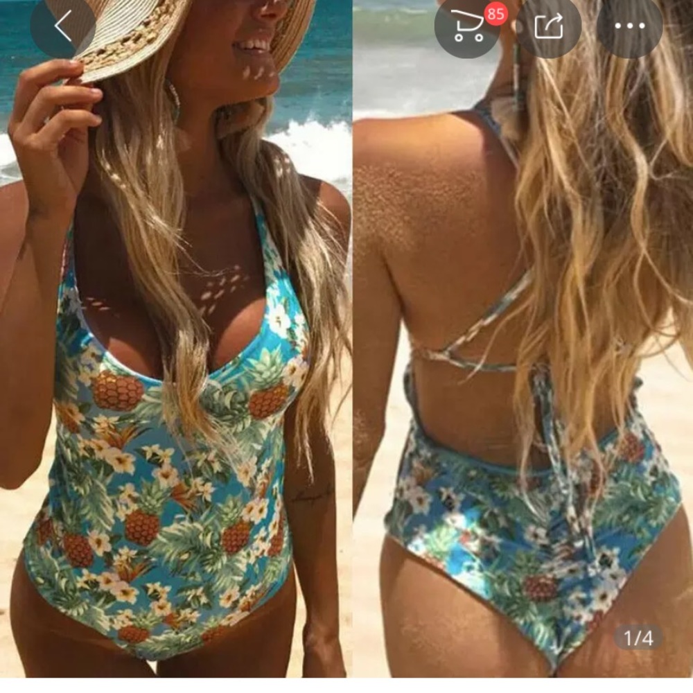Pineapple floral print one piece